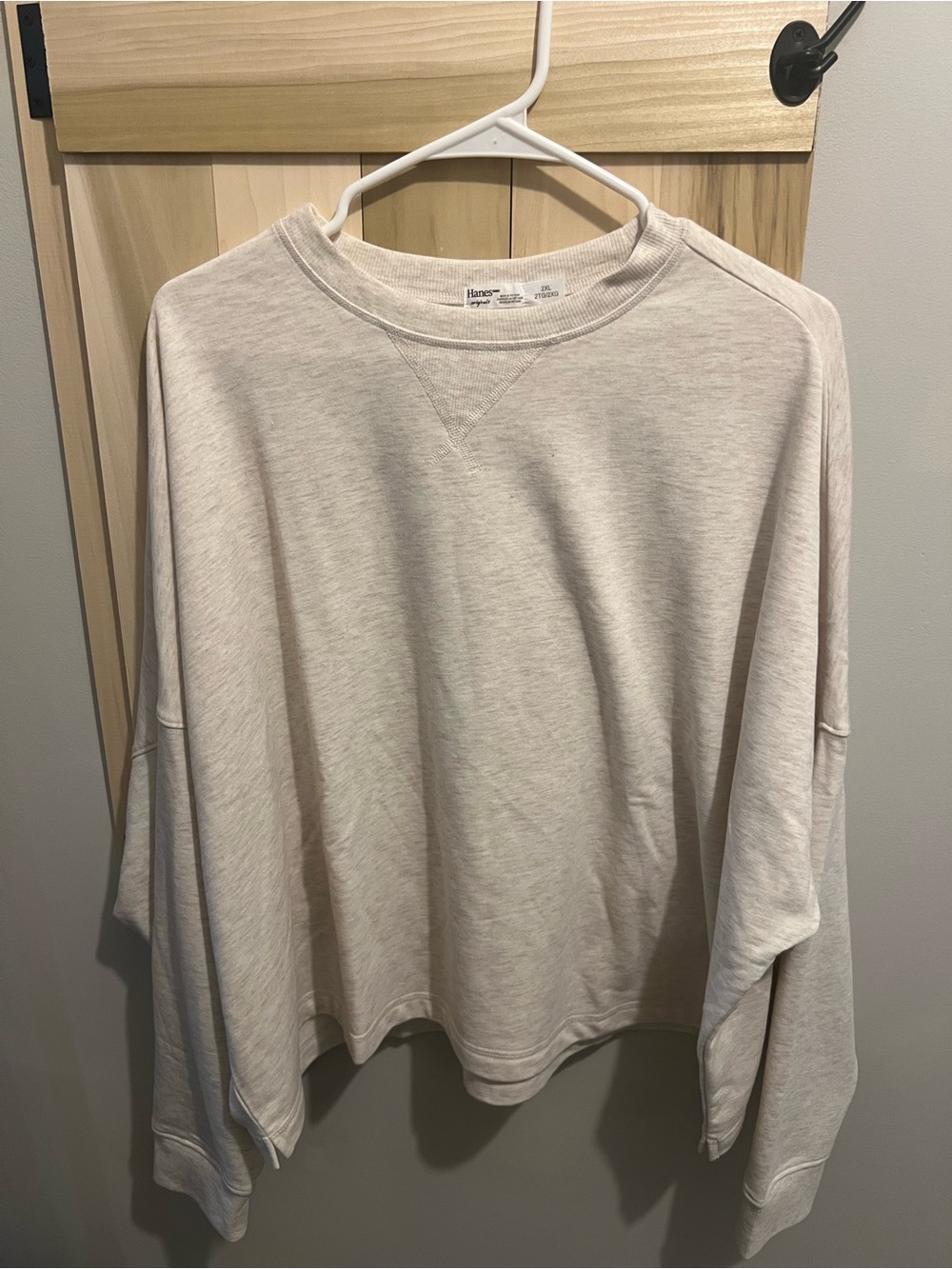 Hanes Oversized Crewneck Sweatshirt in Oatmeal